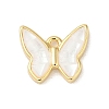 Rack Plating Brass & Shell Butterfly Charms with Epoxy Resin KK-K380-02G-01-1