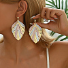 1 Pairs Colorful Texture Leaf Vintage Style Ladies Fashion Vacation Party Hoop Earrings JR1518-1