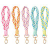 Globleland 5Pcs 5 Colors Handmade Macrame Cotton Wristlet Bracelet Keychain Pendant Decoration HJEW-GL0001-15-1