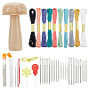 WADORN DIY Wood Mushroom Darning Sewing Tool Kits DIY-WR0003-82-1