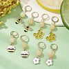 4 Pairs 4 Styles Bee & Flower Alloy Enamel Dangle Leverback Earrings for Women EJEW-JE05594-2