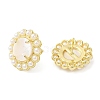 Ion Plating(IP) Natural Shell Flower Stud Earrings with Plastic Pearl Beaded EJEW-E599-04G-02-1