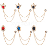 CHGCRAFT 6Pcs 6 Style Long Chain Tassel Dangle Alloy Brooches JEWB-CA0001-11-1