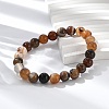 Natural Striped Agate/Banded Agate Beaded Stretch Bracelets BJEW-Q692-03I-5