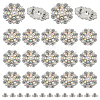 20Pcs Flower Zinc Alloy & Rhinestone & Glass Rivets BUTT-NB0001-84C-1