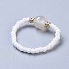 Natural White Moonstone Stretch Rings RJEW-JR00255-09-2