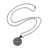 Retro Mandala 201 Stainless Steel Box Chain Constellation Pendant Necklaces for Women Men NJEW-M223-01L-3