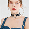 Punk Rock Style Alloy Star Heart Link Imitation Leather Chocker Necklaces NJEW-WH20004-20A-6