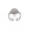 304 Stainless Steel Oval with Human Wide Open Cuff Ring for Women RJEW-S405-164P-2