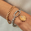 2Pcs 2 Styles Alloy & Iron & Crystal Rhinestone Charm Bracelets & Curb Chain Bracelets for Women FS-WGBE51F-01-1
