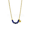 Bohemian Natural Sodalite Star Beads Pendant 304 Stainless Steel Chain Necklaces for Women WG45F40-02-1