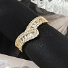 Brass Micro Pave Clear Cubic Zirconia Open Cuff Rings for Women RJEW-R011-06G-02-3