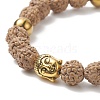 2Pcs 2 Color Natural Wood & Synthetic Hematite & Alloy Buddhist Head Beaded Stretch Bracelets Set for Women BJEW-JB09154-3