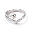 Crystal Rhinestone Wave with Round Ball Finger Ring RJEW-D120-11P-2