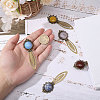 5Pcs Round Natural Rose Quartz & Blue Spot Jasper & Dyed White Jade & Dyed Agate & Opalite Bookmarks AJEW-CA00018-3