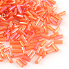 AB Color Plated Glass Bugle Beads SEED-R011-165-1