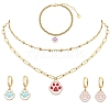 50Pcs 5 Colors Alloy Enamel Pendants ENAM-CJ0004-27-7