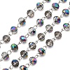 Faceted Rondelle Handmade Electroplate Glass Beads Chains AJEW-JB00130-01-1