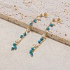Dyed Natural Turquoise & Pearl Dangle Stud Earrings EJEW-G369-02G-4