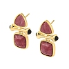 Ion Plating(IP) Natural Rhodonite Stud Earring Findings EJEW-U014-01F-1