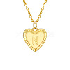 Golden Tone Brass Cable Chain Letter Heart Pendant Necklaces for Women PW-WG67FD6-14-1