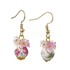 Handmade Flower Printed Porcelain Ceramic Dangle Earrings EJEW-JE07288-01-2