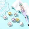 10Pcs 5 Colors Flower Style Resin Rhinestone Beads CLAY-YW0002-73-4