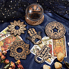 CREATCABIN 1 Set Hamsa Hand/Flower/Flat Round Mini Carved Wood Crystal Ball Display Bases DJEW-CN0001-23-4