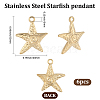 6Pcs 304 Stainless Steel Pendants STAS-BBC0008-23-2