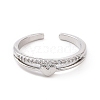 Clear Cubic Zirconia Heart Open Cuff Ring RJEW-E072-15P-2