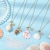 4Pcs 4 Styles Summber Beach Natural Mixed Shell Pendant Necklaces NJEW-TA00184-1