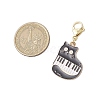 5Pcs 5 Styles Cat and Music Alloy Enamel Pendant Decorations HJEW-JM02694-3