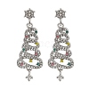 Christmas Trees Alloy Rhinestone Dangle Stud Earrings EJEW-A112-01P-2