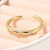 Real 18K Gold Plated Rack Plating Brass Micro Pave Cubic Zirconia Cuff Finger Rings for Women RJEW-C115-01G-3