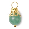 Natural Green Aventurine/Amethyst/Rose Quartz/Lava Rock/Quartz Round Pendants PALLOY-JF03183-01-3