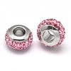 Rondelle 304 Stainless Steel Polymer Clay Rhinestone European Beads GPDL-P003-12-1