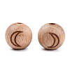 Engraved Beech Wood Beads WOOD-N015-04B-3