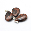 Teardrop Natural Mahogany Obsidian Pendants G-Q368-11-2