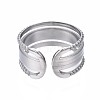 Non-Tarnish 304 Stainless Steel Triple Line Open Cuff Ring RJEW-T023-35P-2