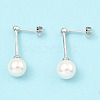 Shell Pearl Round Dangle Earrings EJEW-Z024-12A-P-1