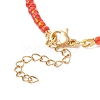 3Pcs 3 Style Glass Seed & Brass Heart Beaded Necklaces Set NJEW-JN03965-10