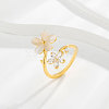 Brass Micro Pave Cubic Zirconia Cuff Rings FS-WG89D85-01-1