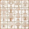 16Pcs Tree PET Plastic Hollow Painting Silhouette Stencil PW-WG68732-01-1