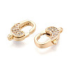 Brass Pave Clear Cubic Zirconia Lobster Claw Clasps KK-T075-74G-2