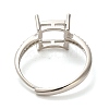 Square Brass Micro Pave Clear Cubic Zirconia Adjustable Ring Components LS-KK-NH0001-20P-3