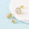 Brass Micro Pave Cubic Zirconia Flower Stud Earrings EJEW-H174-01B-G-3