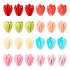 40Pcs 8 Colors Opaque Resin Flower Rose Beads RESI-TA0002-98-1