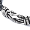 Men's Braided Black PU Leather Cord Bracelets BJEW-K243-59AS-2