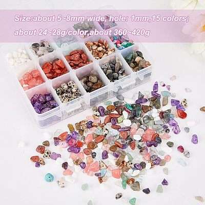 Natural & Synthetic Mixed Gemstone & Glass Chip Beads G-NB0002-07-1