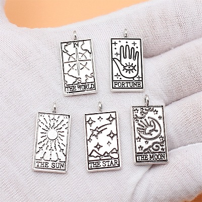 5Pcs 5 Style Tibetan Style Alloy Pendants PW-WG23267-01-1